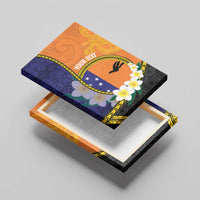 Personalised PNG Niu Ailan Canvas Wall Art Papua New Guinea Plumeria Melanesian Pattern - Polynesian Pride