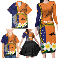 Personalised PNG Niu Ailan Family Matching Long Sleeve Bodycon Dress and Hawaiian Shirt Papua New Guinea Plumeria Melanesian Pattern - Polynesian Pride