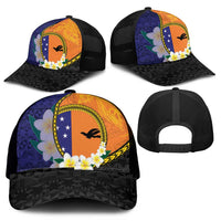 PNG Niu Ailan Mesh Trucker Cap Papua New Guinea Plumeria Melanesian Pattern LT14 - Polynesian Pride