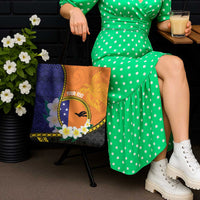 Personalised PNG Niu Ailan Tote Bag Papua New Guinea Plumeria Melanesian Pattern - Polynesian Pride