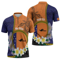 Personalised PNG Niu Ailan Zipper Polo Shirt Papua New Guinea Plumeria Melanesian Pattern - Polynesian Pride