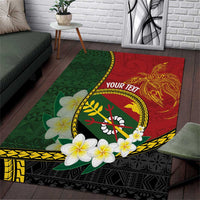 Personalised PNG Simbu Provins Area Rug Papua New Guinea Plumeria Melanesian Pattern - Polynesian Pride