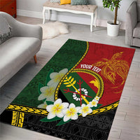 Personalised PNG Simbu Provins Area Rug Papua New Guinea Plumeria Melanesian Pattern - Polynesian Pride