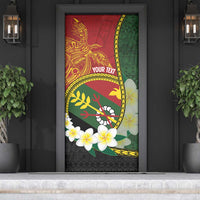 Personalised PNG Simbu Provins Door Cover Papua New Guinea Plumeria Melanesian Pattern - Polynesian Pride