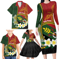 Personalised PNG Simbu Provins Family Matching Long Sleeve Bodycon Dress and Hawaiian Shirt Papua New Guinea Plumeria Melanesian Pattern - Polynesian Pride