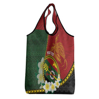 Personalised PNG Simbu Provins Grocery Bag Papua New Guinea Plumeria Melanesian Pattern - Polynesian Pride