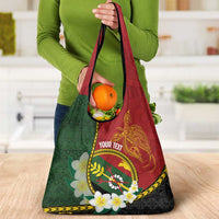 Personalised PNG Simbu Provins Grocery Bag Papua New Guinea Plumeria Melanesian Pattern - Polynesian Pride