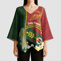 Personalised PNG Simbu Provins Kimono Sleeve Blouse Papua New Guinea Plumeria Melanesian Pattern - Polynesian Pride