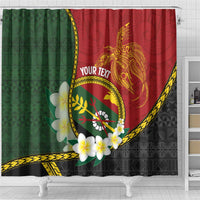 Personalised PNG Simbu Provins Shower Curtain Papua New Guinea Plumeria Melanesian Pattern - Polynesian Pride