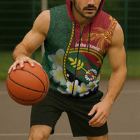 Personalised PNG Simbu Provins Sleeveless Zip Hoodie Papua New Guinea Plumeria Melanesian Pattern - Polynesian Pride