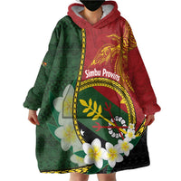 Personalised PNG Simbu Provins Wearable Blanket Hoodie Papua New Guinea Plumeria Melanesian Pattern - Polynesian Pride