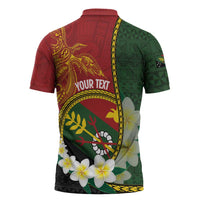 Personalised PNG Simbu Provins Zipper Polo Shirt Papua New Guinea Plumeria Melanesian Pattern - Polynesian Pride