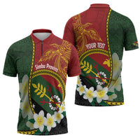 Personalised PNG Simbu Provins Zipper Polo Shirt Papua New Guinea Plumeria Melanesian Pattern - Polynesian Pride