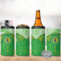 Cook Islands Manta Ray 4 in 1 Can Cooler Tumbler Kuki Airani Tattoo Green Color