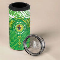 Cook Islands Manta Ray 4 in 1 Can Cooler Tumbler Kuki Airani Tattoo Green Color