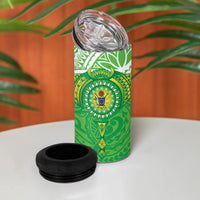 Cook Islands Manta Ray 4 in 1 Can Cooler Tumbler Kuki Airani Tattoo Green Color