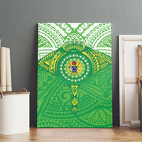 Cook Islands Manta Ray Canvas Wall Art Kuki Airani Tattoo Green Color