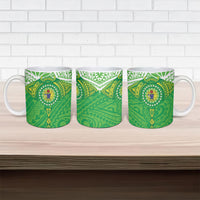 Cook Islands Manta Ray Ceramic Mug Kuki Airani Tattoo Green Color