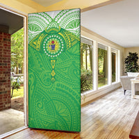 Cook Islands Manta Ray Door Cover Kuki Airani Tattoo Green Color