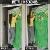 Cook Islands Manta Ray Door Cover Kuki Airani Tattoo Green Color