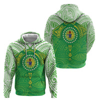 Cook Islands Manta Ray Hoodie Kuki Airani Tattoo Green Color