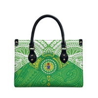 Cook Islands Manta Ray Leather Bag Kuki Airani Tattoo Green Color