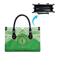 Cook Islands Manta Ray Leather Bag Kuki Airani Tattoo Green Color