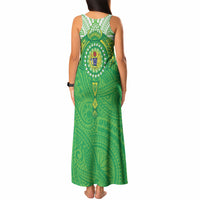 Cook Islands Manta Ray Tank Maxi Dress Kuki Airani Tattoo Green Color