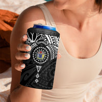 Cook Islands Manta Ray 4 in 1 Can Cooler Tumbler Kuki Airani Tattoo Black Color