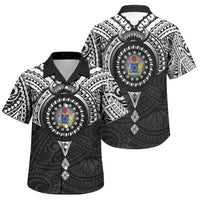 Cook Islands Manta Ray Family Matching Summer Maxi Dress and Hawaiian Shirt Kuki Airani Tattoo Black Color LT14 Son's Shirt Black - Polynesian Pride