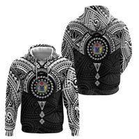 Cook Islands Manta Ray Hoodie Kuki Airani Tattoo Black Color