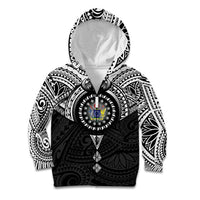 Cook Islands Manta Ray Kid Hoodie Kuki Airani Tattoo Black Color