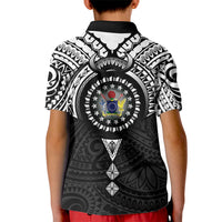 Cook Islands Manta Ray Kid Polo Shirt Kuki Airani Tattoo Black Color