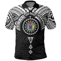 Cook Islands Manta Ray Polo Shirt Kuki Airani Tattoo Black Color