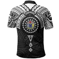 Cook Islands Manta Ray Polo Shirt Kuki Airani Tattoo Black Color