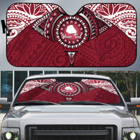 Personalised Cook Islands Mangaia Auto Sun Shade Map With Kuki Airani Manta Ray Tattoo
