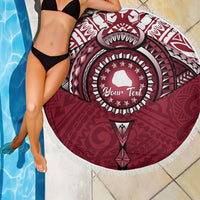 Personalised Cook Islands Mangaia Beach Blanket Map With Kuki Airani Manta Ray Tattoo