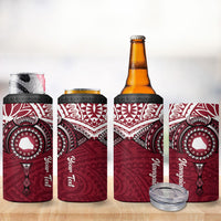 Personalised Cook Islands Mangaia 4 in 1 Can Cooler Tumbler Map With Kuki Airani Manta Ray Tattoo
