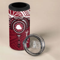 Personalised Cook Islands Mangaia 4 in 1 Can Cooler Tumbler Map With Kuki Airani Manta Ray Tattoo