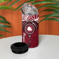 Personalised Cook Islands Mangaia 4 in 1 Can Cooler Tumbler Map With Kuki Airani Manta Ray Tattoo