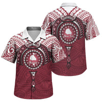 Personalised Cook Islands Mangaia Family Matching Summer Maxi Dress and Hawaiian Shirt Map With Kuki Airani Manta Ray Tattoo LT14 Son's Shirt Maroon - Polynesian Pride