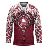 Personalised Cook Islands Mangaia Hockey Jersey Map With Kuki Airani Manta Ray Tattoo LT14 Unisex Maroon - Polynesian Pride