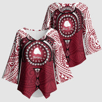 Personalised Cook Islands Mangaia Kimono Sleeve Blouse Map With Kuki Airani Manta Ray Tattoo LT14 - Polynesian Pride