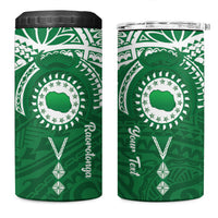 Personalised Cook Islands Rarotonga 4 in 1 Can Cooler Tumbler Map With Kuki Airani Manta Ray Tattoo