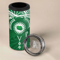 Personalised Cook Islands Rarotonga 4 in 1 Can Cooler Tumbler Map With Kuki Airani Manta Ray Tattoo