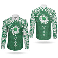 Personalised Cook Islands Rarotonga Couples Matching Off Shoulder Short Dress and Long Sleeve Button Shirt Map With Kuki Airani Manta Ray Tattoo LT14 - Polynesian Pride