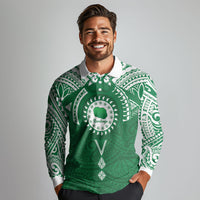 Personalised Cook Islands Rarotonga Long Sleeve Polo Shirt Map With Kuki Airani Manta Ray Tattoo