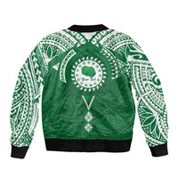 Personalised Cook Islands Rarotonga Sleeve Zip Bomber Jacket Map With Kuki Airani Manta Ray Tattoo LT14 - Polynesian Pride