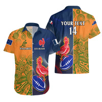 Custom France And Australia Rugby Hawaiian Shirt 2023 World Cup Le Bleus Wallabies Together LT14 - Polynesian Pride