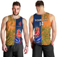 Custom France And Australia Rugby Men Tank Top 2023 World Cup Le Bleus Wallabies Together LT14 - Polynesian Pride